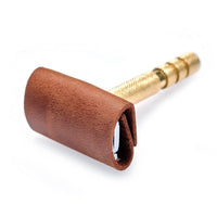 HKM-465363 Genuine Leather Case for Double Edge Safety Razor - Travel Protector Cover