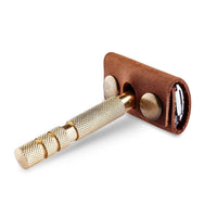 HKM-465363 Genuine Leather Case for Double Edge Safety Razor - Travel Protector Cover