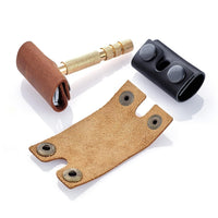 HKM-465363 Genuine Leather Case for Double Edge Safety Razor - Travel Protector Cover
