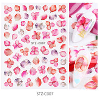 HKM-383443 Japanese Watercolor 3D Nail Stickers - Dried Flowers & Butterflies, 11 Styles