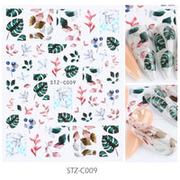 HKM-383443 Japanese Watercolor 3D Nail Stickers - Dried Flowers & Butterflies, 11 Styles