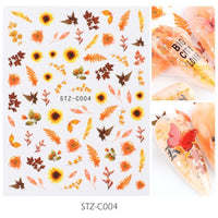 HKM-383443 Japanese Watercolor 3D Nail Stickers - Dried Flowers & Butterflies, 11 Styles