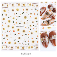 HKM-383443 Japanese Watercolor 3D Nail Stickers - Dried Flowers & Butterflies, 11 Styles