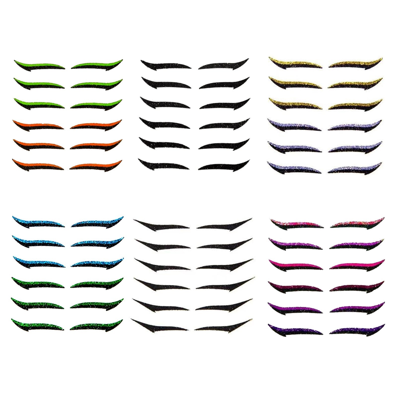 HKM-195475 Reusable Eyeliner Stickers for Effortless Big Eye Makeup - 6 Pairs, 12 Total Stickers in OPP Bag
