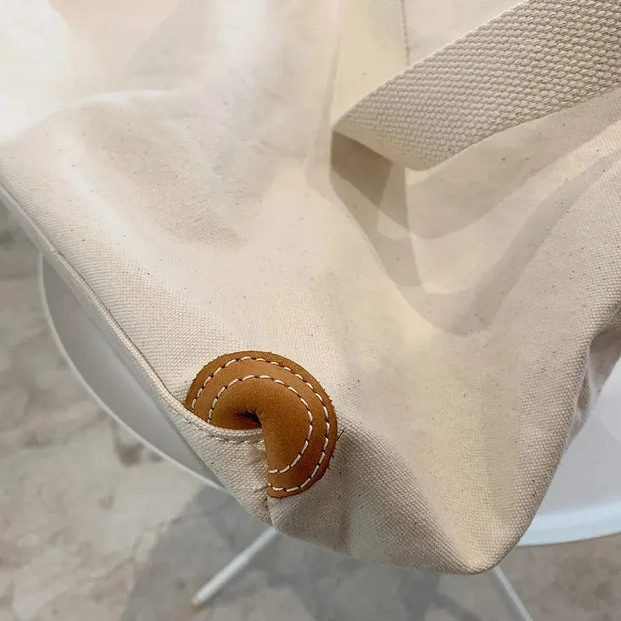 KTX-267603 Large Capacity One Shoulder Handbag with Cowhide Splicing in Japanese Style