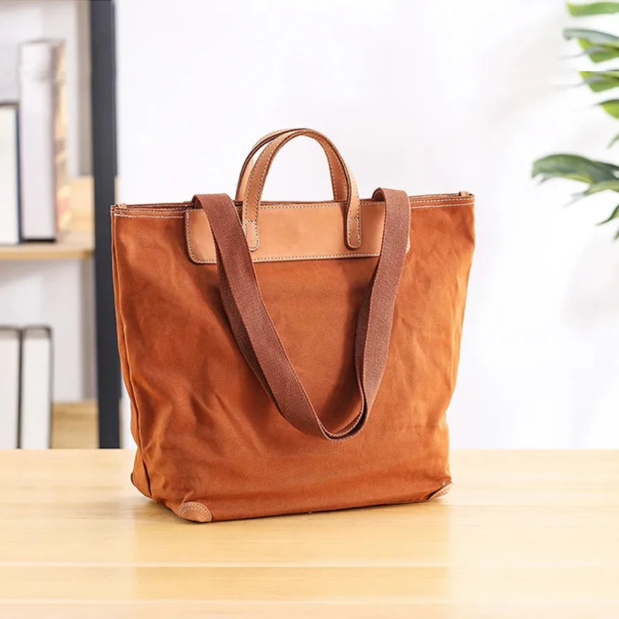 KTX-267603 Large Capacity One Shoulder Handbag with Cowhide Splicing in Japanese Style