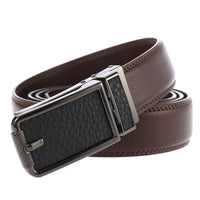 HKM-101267 Adjustable Leather Belt with Metal Buckles for Men - Modern Style and Custom Design