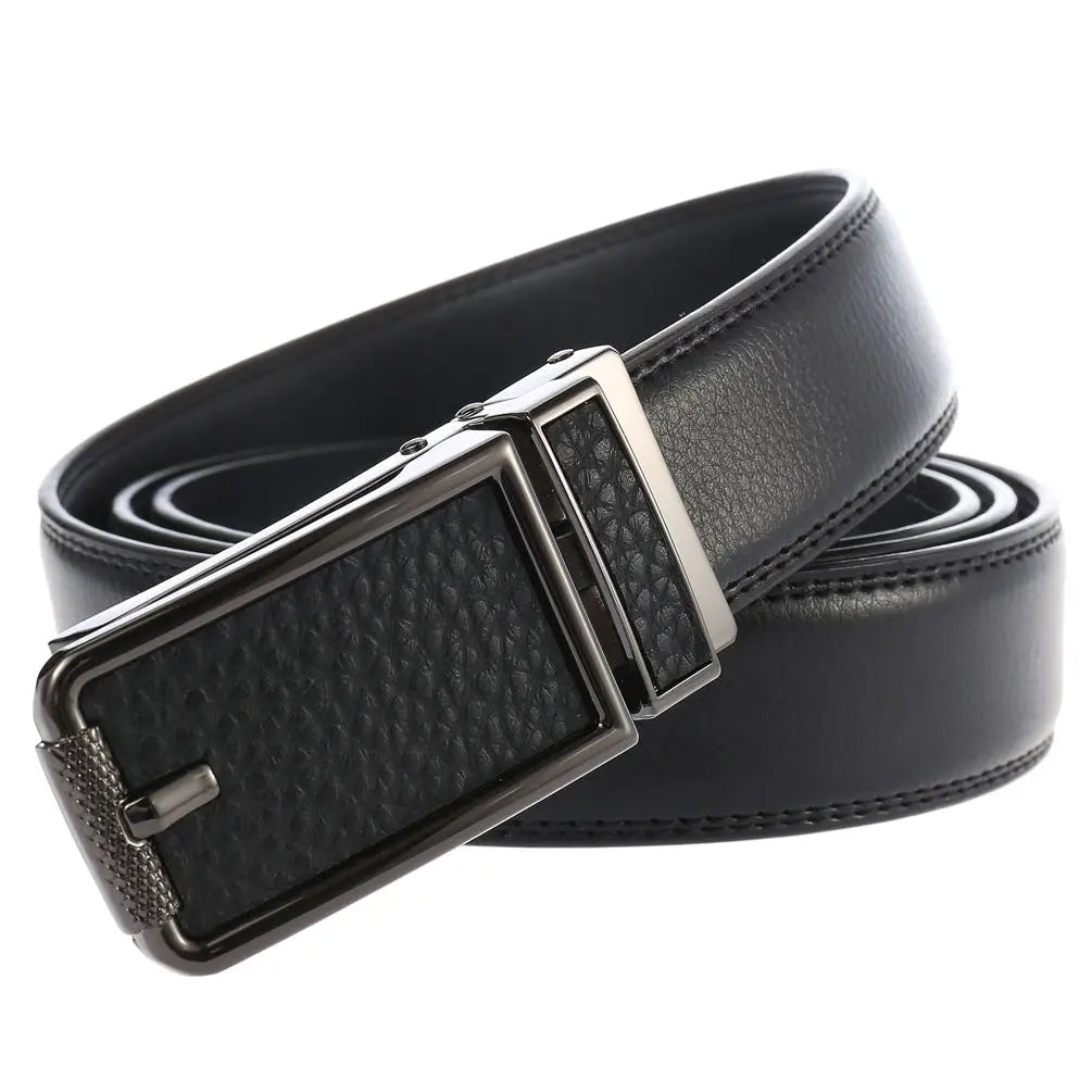 HKM-101267 Adjustable Leather Belt with Metal Buckles for Men - Modern Style and Custom Design
