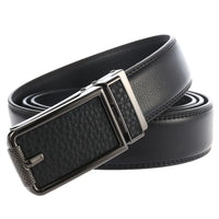 HKM-101267 Adjustable Leather Belt with Metal Buckles for Men - Modern Style and Custom Design