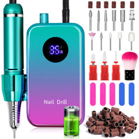 HKM-447827 Portable Rechargeable Nail Polishing Machine with Long Standby Time and High Power, Available in Champagne, Green, and Blue