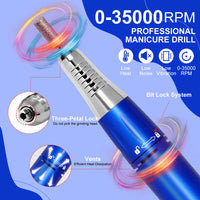 HKM-447827 Portable Rechargeable Nail Polishing Machine with Long Standby Time and High Power, Available in Champagne, Green, and Blue