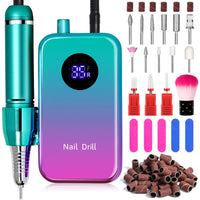 HKM-447827 Portable Rechargeable Nail Polishing Machine with Long Standby Time and High Power, Available in Champagne, Green, and Blue