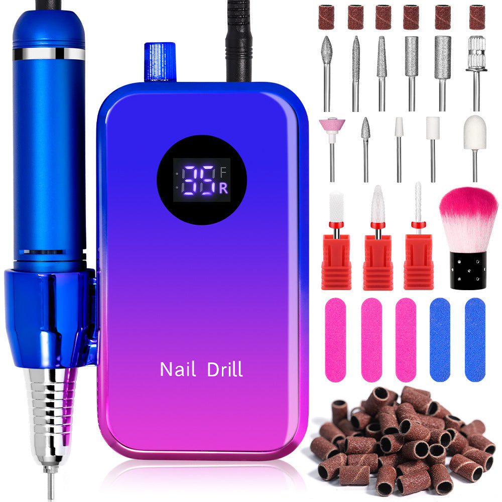 HKM-447827 Portable Rechargeable Nail Polishing Machine with Long Standby Time and High Power, Available in Champagne, Green, and Blue