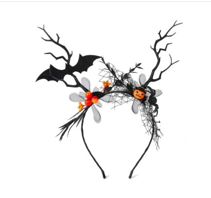 HKM-715667 Halloween Bat and Pumpkin Headband for Festive Celebrations