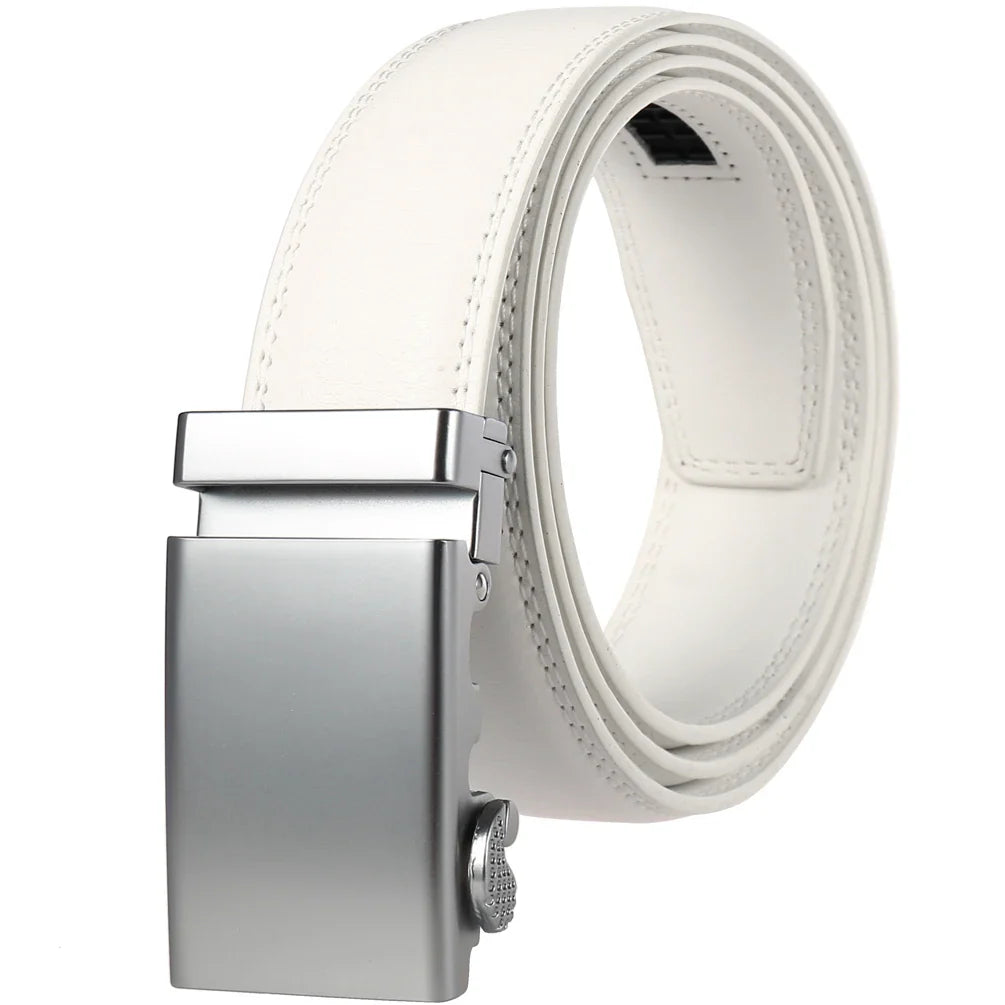 HKM-886547 Adjustable Automatic Leather Belt for Men - Versatile Business and Casual Style, Model LY33-77783-1