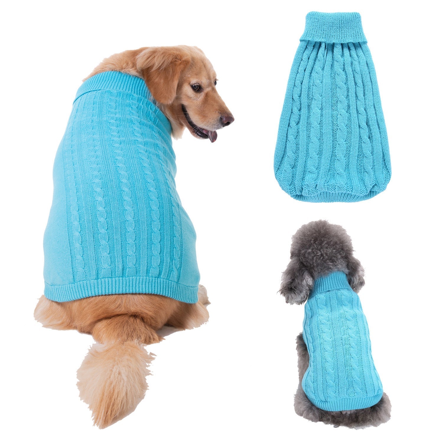 HKM-223635 Solid Color Acrylic Dog Sweater for Small Breeds - Fits XS to 3XL