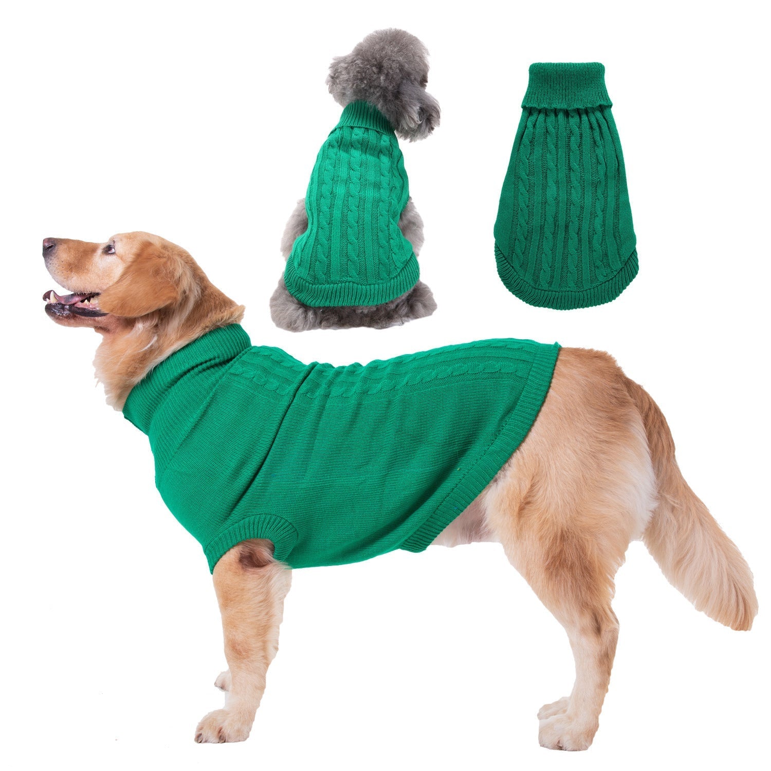 HKM-223635 Solid Color Acrylic Dog Sweater for Small Breeds - Fits XS to 3XL