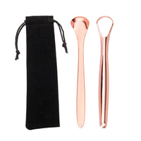 HKM-594643 Rose Gold and Silver Tongue Cleaner - Oral Hygiene Beauty Tool