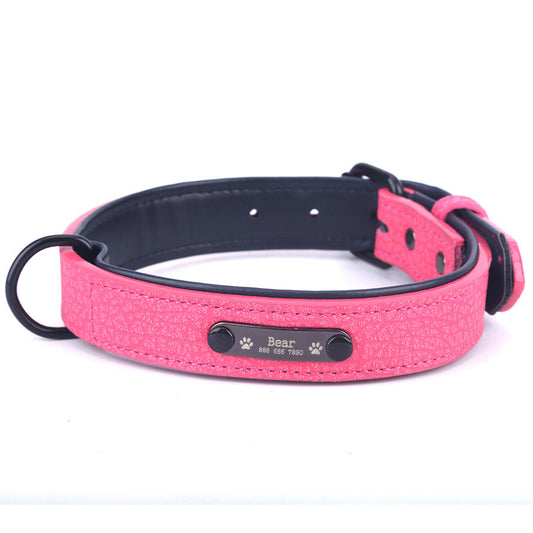 HKM-950099 Customizable Dog Collar with Anti-Loss Nameplate and Durable Traction Leash - Available in Multiple Sizes