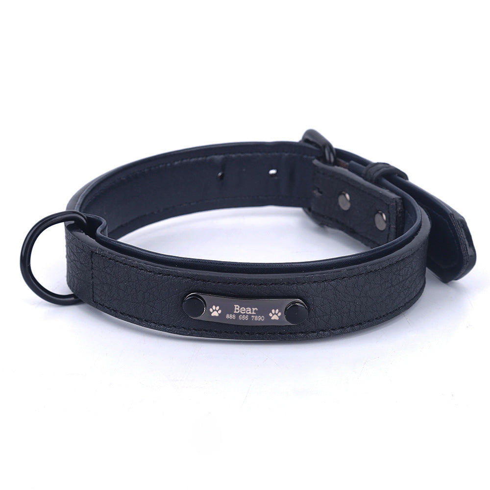 HKM-950099 Customizable Dog Collar with Anti-Loss Nameplate and Durable Traction Leash - Available in Multiple Sizes