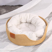 HKM-774867 Cozy Hand-Woven Rattan Cat Nest with Scratching Board for All Seasons