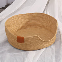 HKM-774867 Cozy Hand-Woven Rattan Cat Nest with Scratching Board for All Seasons