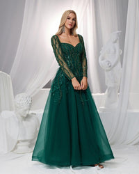 HKM-398163 Elegant Green Evening Gown - Model EZ25058 for Special Occasions and Formal Events
