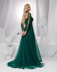HKM-398163 Elegant Green Evening Gown - Model EZ25058 for Special Occasions and Formal Events