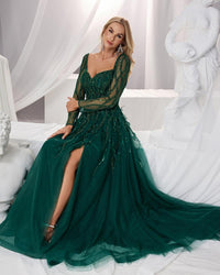 HKM-398163 Elegant Green Evening Gown - Model EZ25058 for Special Occasions and Formal Events