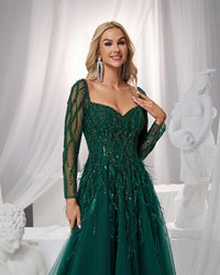 HKM-398163 Elegant Green Evening Gown - Model EZ25058 for Special Occasions and Formal Events