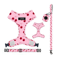 HKM-504851 Adjustable Pink Dog Leash Set with Chest Strap, Collar, Poop Bag, and Bowknot Options