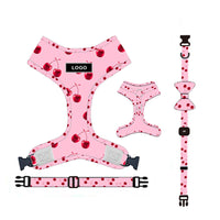 HKM-504851 Adjustable Pink Dog Leash Set with Chest Strap, Collar, Poop Bag, and Bowknot Options