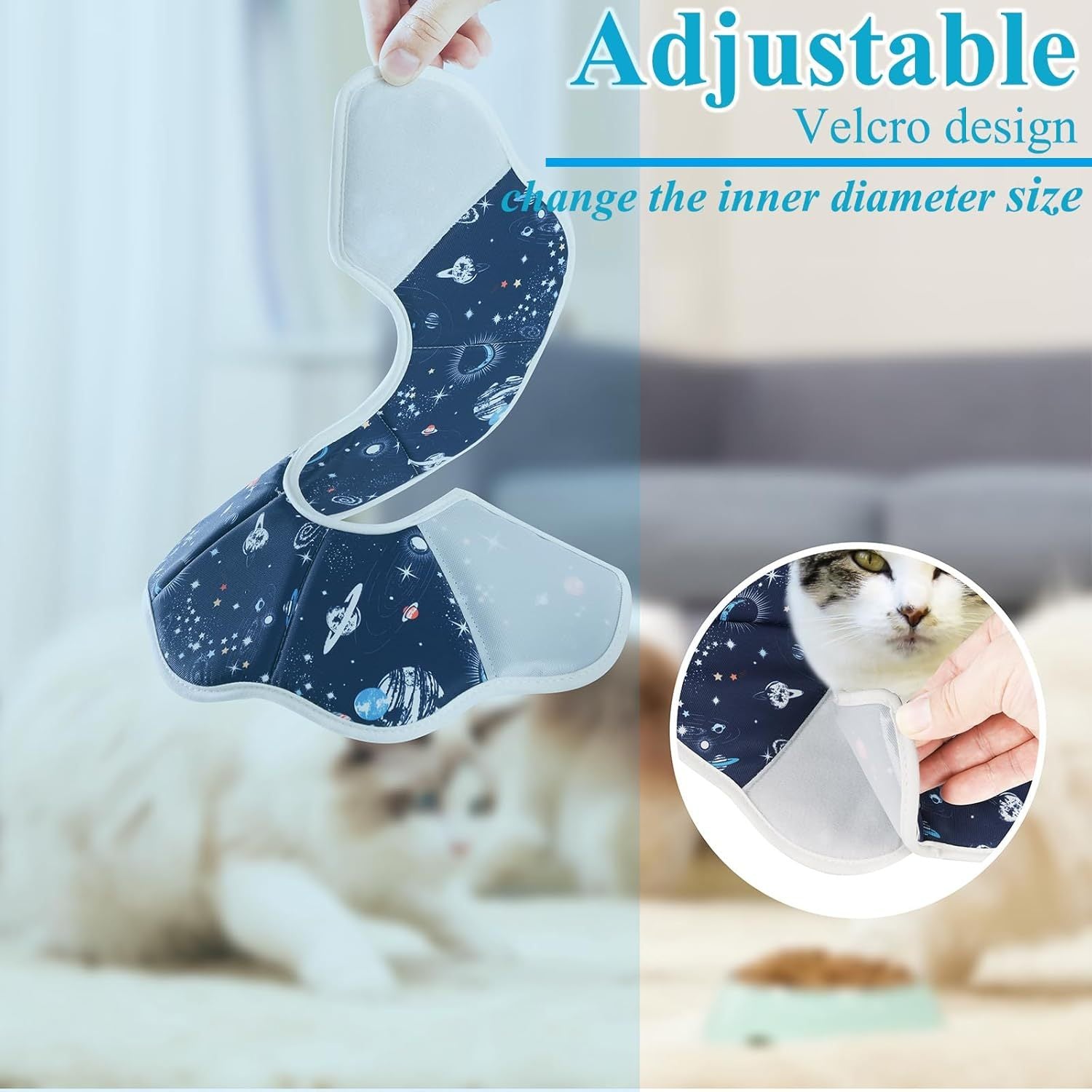 HKM-357651 Soft Cat Recovery Collar for Small and Medium Cats ¨C Comfortable Adjustable Neck Cone to Prevent Licking After Surgery