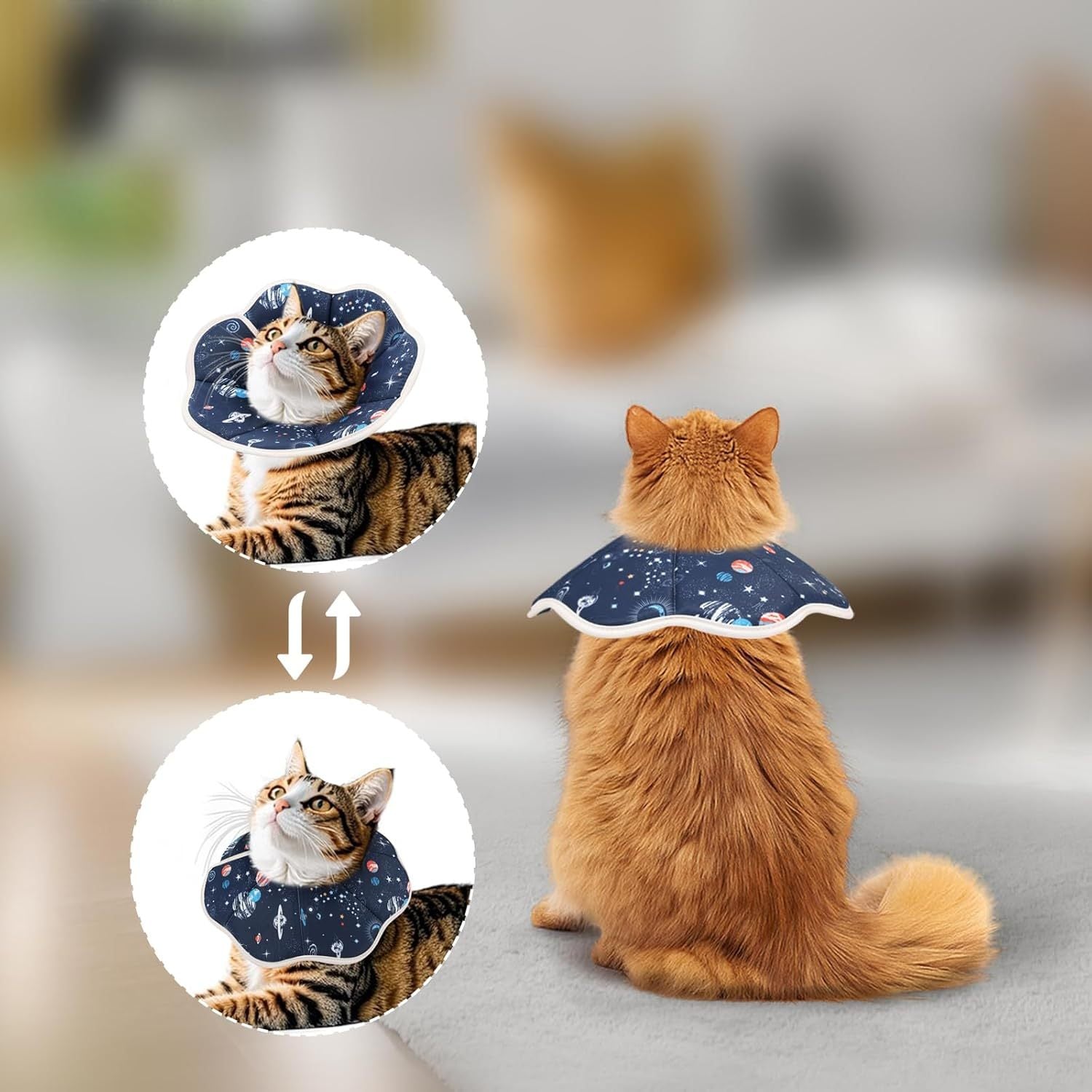 HKM-357651 Soft Cat Recovery Collar for Small and Medium Cats ¨C Comfortable Adjustable Neck Cone to Prevent Licking After Surgery
