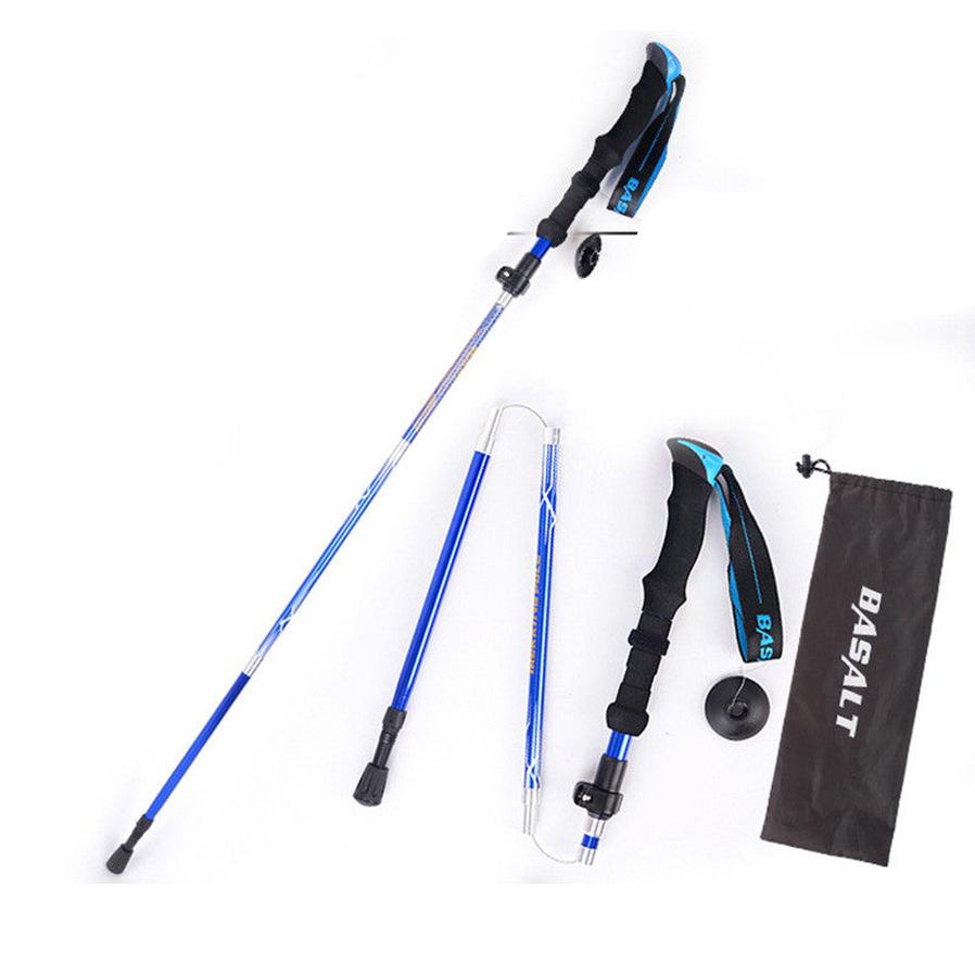 HKM-813587 Folding Trekking Stick - Five-Section Aluminum Alloy with Outer Lock Mechanism