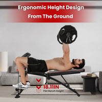 HKM-049555 Adjustable Weight Bench with Preacher Curl Pad and Resistance Bands for Full Body Home Gym Workouts