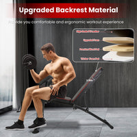 HKM-049555 Adjustable Weight Bench with Preacher Curl Pad and Resistance Bands for Full Body Home Gym Workouts