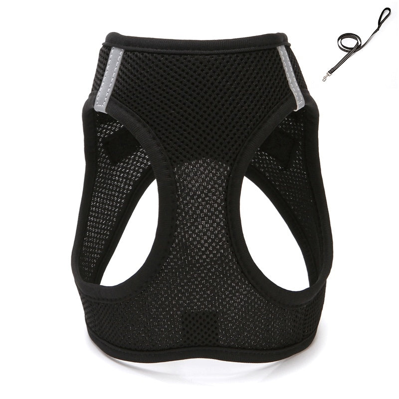 HKM-946643 Mesh Cat Chest Strap Harness with Traction Rope in Various Colors and Sizes