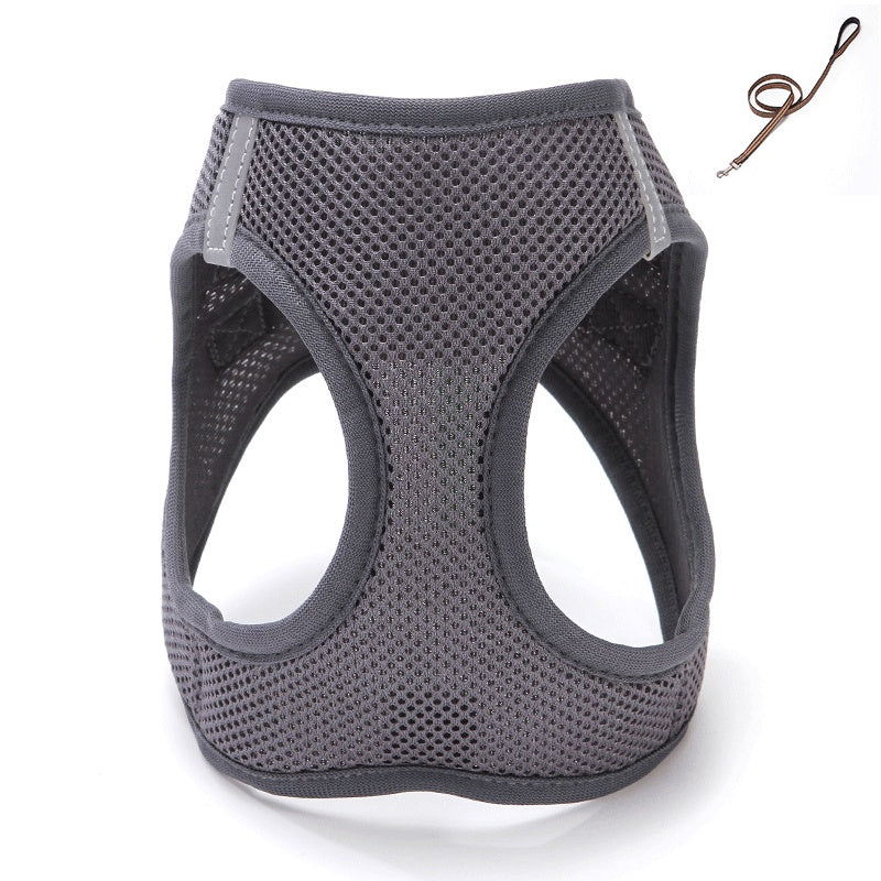 HKM-946643 Mesh Cat Chest Strap Harness with Traction Rope in Various Colors and Sizes