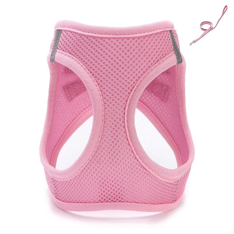 HKM-946643 Mesh Cat Chest Strap Harness with Traction Rope in Various Colors and Sizes