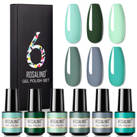 HKM-802515 One-Color Gel Glitter Nail Polish Set - 6-Piece Collection in Convenient Color Box