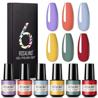 HKM-802515 One-Color Gel Glitter Nail Polish Set - 6-Piece Collection in Convenient Color Box