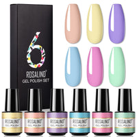 HKM-802515 One-Color Gel Glitter Nail Polish Set - 6-Piece Collection in Convenient Color Box