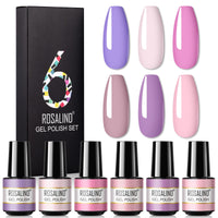 HKM-802515 One-Color Gel Glitter Nail Polish Set - 6-Piece Collection in Convenient Color Box