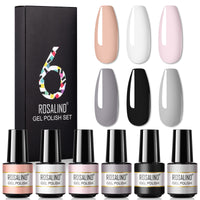 HKM-802515 One-Color Gel Glitter Nail Polish Set - 6-Piece Collection in Convenient Color Box