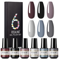 HKM-802515 One-Color Gel Glitter Nail Polish Set - 6-Piece Collection in Convenient Color Box