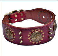 HKM-192659 Retro Leather Neck Sleeve for Large and Medium Dogs with Alloy Rivets