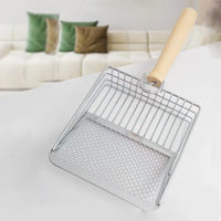 HKM-906259 Metal Litter Scoop with Wooden Handle for Effective Cat Litter Cleaning and Poop Sifting