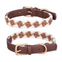 HKM-798291 Soft Woven Plaid Dog Collar in Red, Green, and Brown - Multiple Sizes Available