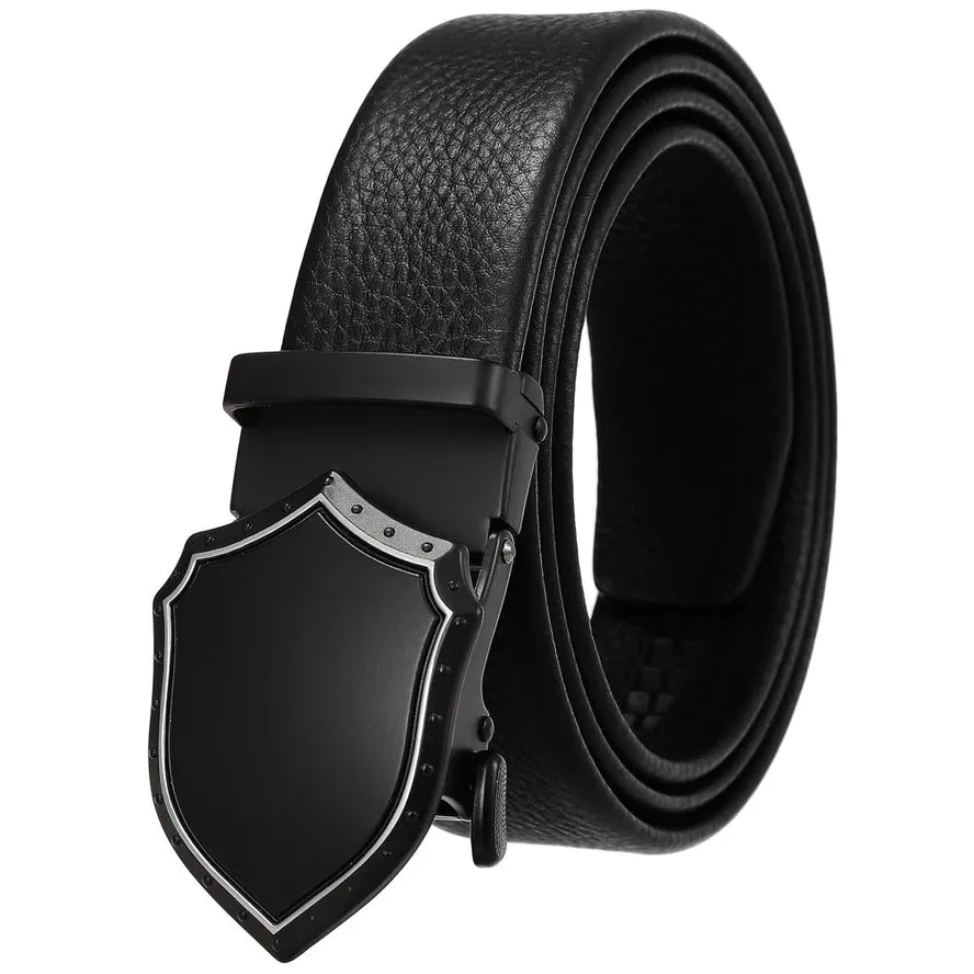 HKM-175699 Automatic Buckle Business Leather Belt for Men - Adjustable Fit, Durable Design